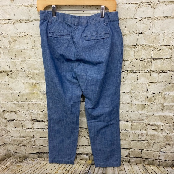 Gap Blue Chambray Girlfriend Fit Cropped Pants - Picture 3 of 5